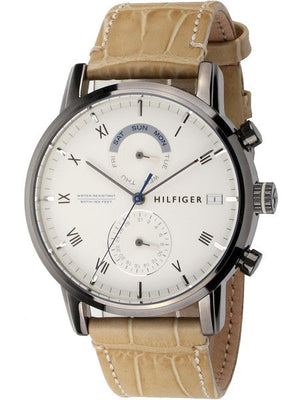 Tommy Hilfiger Kane White Dial Beige Leather Strap Watch for Men - 1710399 Buy Now By Tommy Hilfiger