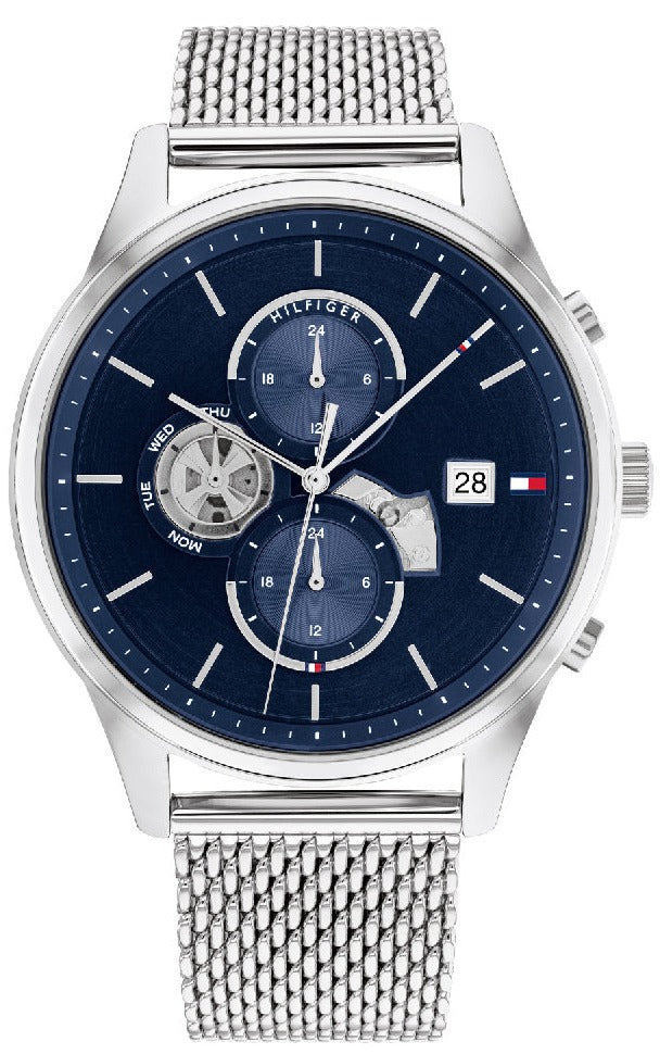 Tommy Hilfiger Weston Chronograph Blue Dial Silver Mesh Bracelet Watch For Men - 1710504 Buy Now By Tommy Hilfiger