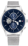 Tommy Hilfiger Weston Chronograph Blue Dial Silver Mesh Bracelet Watch For Men - 1710504 Buy Now By Tommy Hilfiger