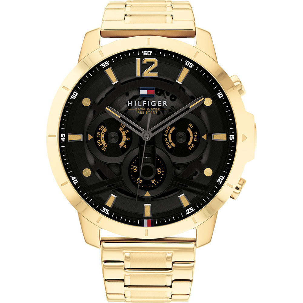 Tommy Hilfiger Baker Chronograph Black Dial Gold Steel Strap Watch for Men - 1710447 Buy Now By Tommy Hilfiger