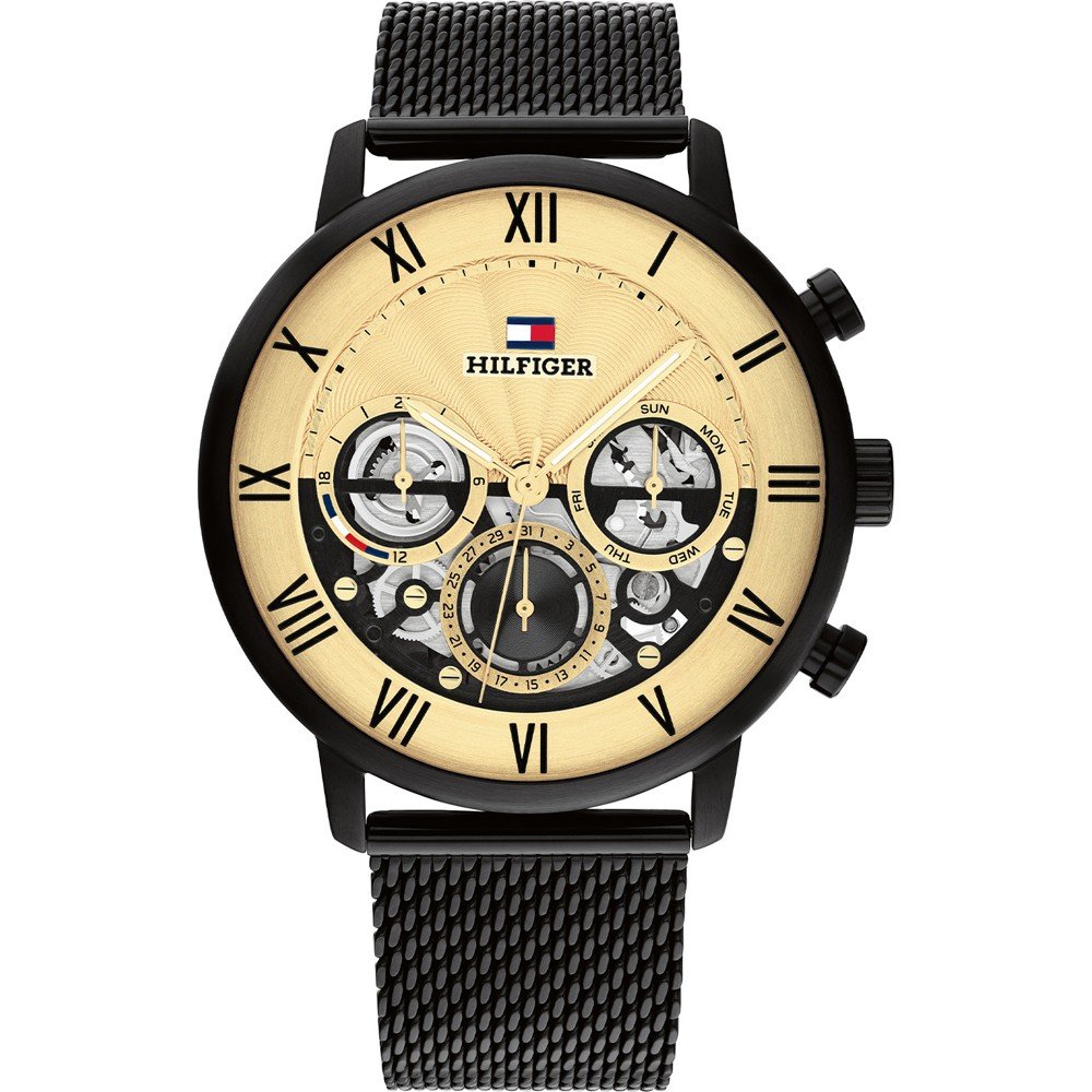 Tommy Hilfiger Legend Chronograph Gold Dial Black Mesh Bracelet Watch For Men - 1710568 Buy Now By Tommy Hilfiger