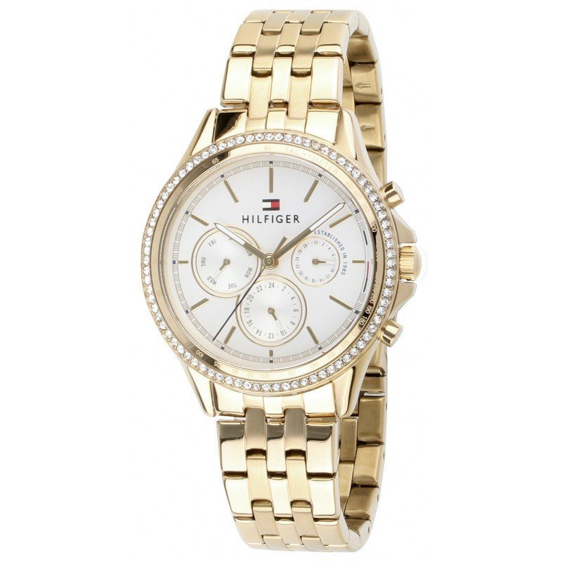 Tommy Hilfiger Ari Multifunction Diamonds Silver Dial Gold Steel Strap Watch for Women - 1781977 Buy Now By Tommy Hilfiger