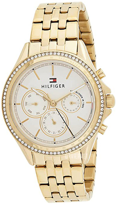 Tommy Hilfiger Ari Multifunction Diamonds Silver Dial Gold Steel Strap Watch for Women - 1781977 Buy Now By Tommy Hilfiger