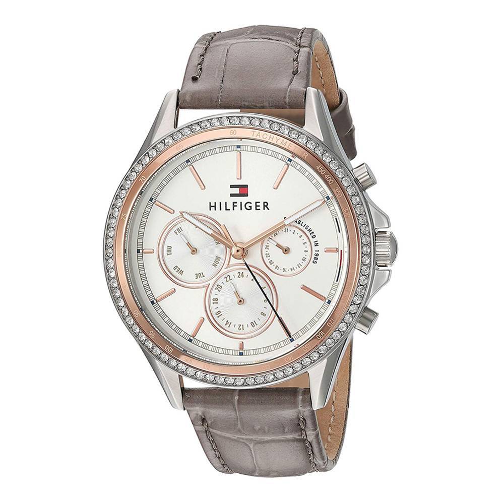 Tommy Hilfiger Ari Diamonds White Dial Grey Leather Strap Watch for Women - 1781980 Buy Now By Tommy Hilfiger