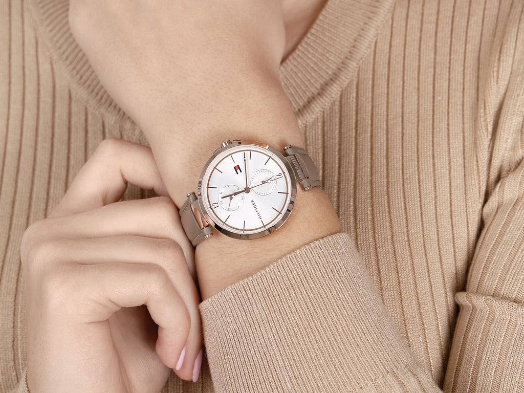 Tommy Hilfiger Angela Quartz Silver Dial Brown Leather Strap Watch for Women - 1782125 Buy Now By Tommy Hilfiger