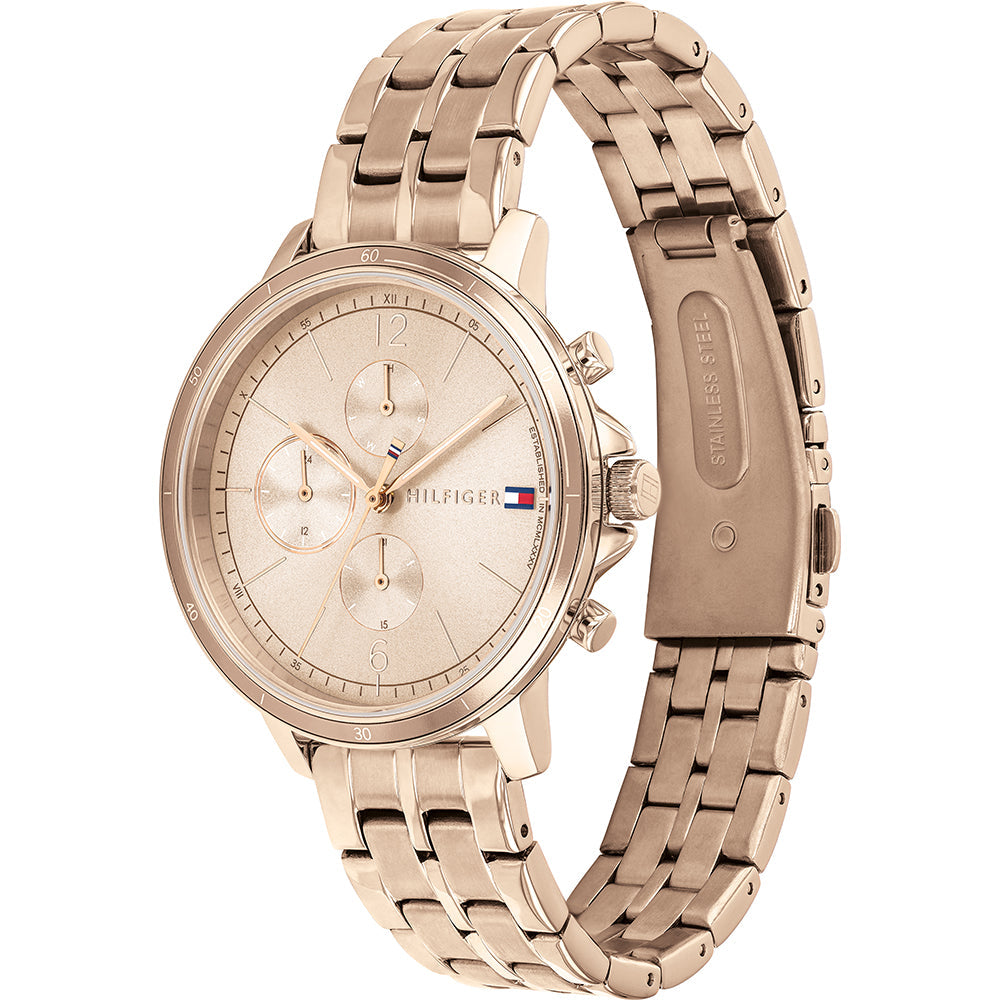 Tommy Hilfiger Madison Chronograph Quartz Rose Gold Dial Rose Gold Steel Strap Watch For Women - 1782190 Buy Now By Tommy Hilfiger