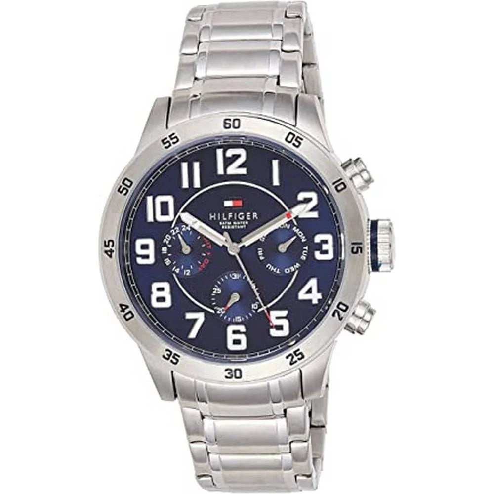 Tommy Hilfiger Trent Chronograph Blue Dial Silver Steel Strap Watch for Men - 1791053 Buy Now By Tommy Hilfiger