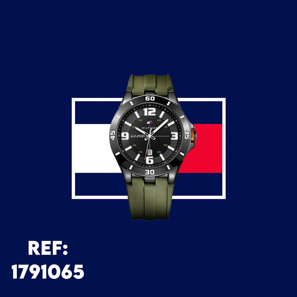 Tommy Hilfiger Drew Black Dial Green Rubber Strap Watch for Men - 1791065 Buy Now By Tommy Hilfiger
