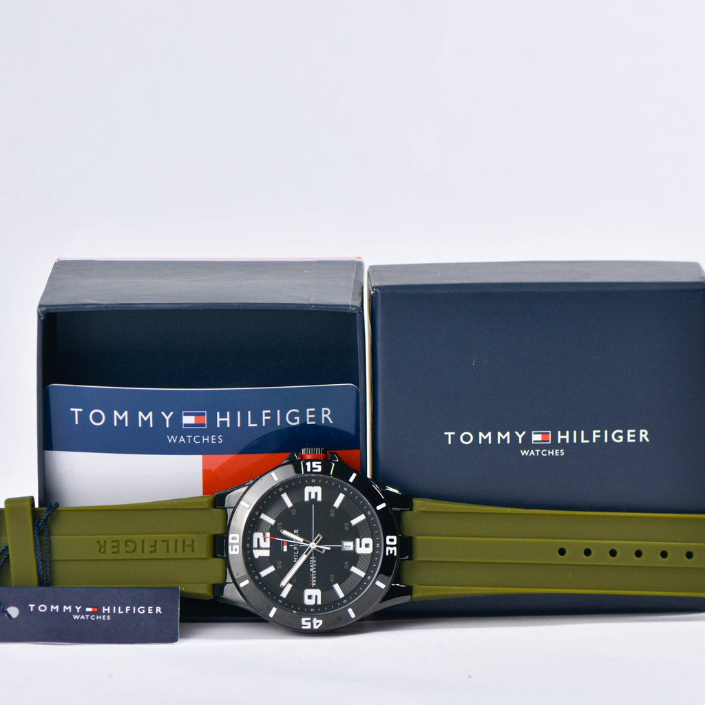 Tommy Hilfiger Drew Black Dial Green Rubber Strap Watch for Men - 1791065 Buy Now By Tommy Hilfiger