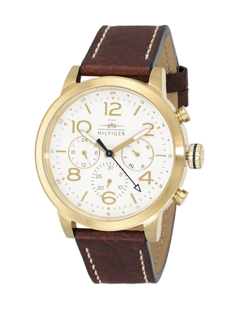 Tommy Hilfiger Jake Quartz White Dial Brown Leather Strap Watch for Men - 1791231 Buy Now By Tommy Hilfiger
