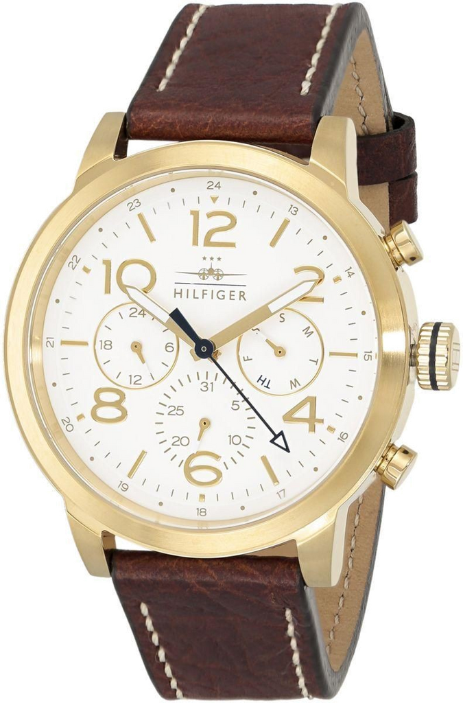 Tommy Hilfiger Jake Quartz White Dial Brown Leather Strap Watch for Men - 1791231 Buy Now By Tommy Hilfiger