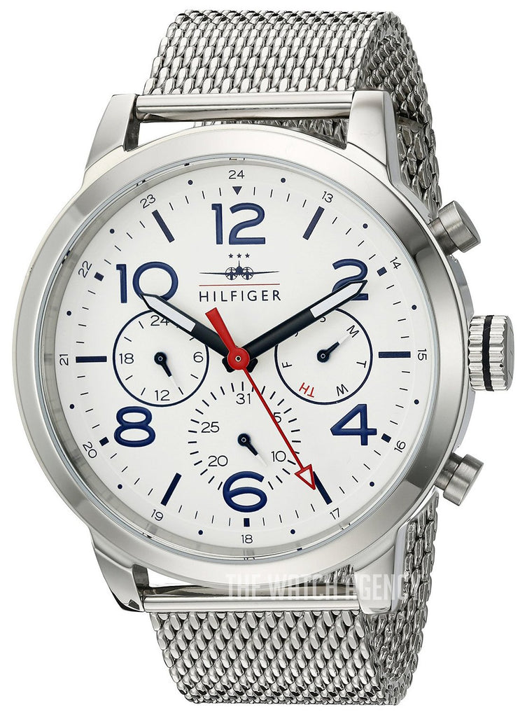 Tommy Hilfiger Jake Quartz White Dial Silver Mesh Bracelet Watch for Men - 1791233 Buy Now By Tommy Hilfiger