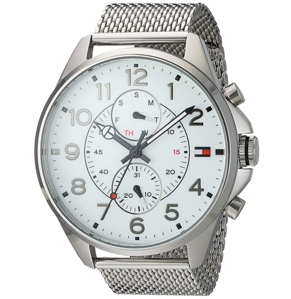 Tommy Hilfiger Dean Chronograph White Dial Silver Mesh Bracelet Watch for Men - 1791277 Buy Now By Tommy Hilfiger