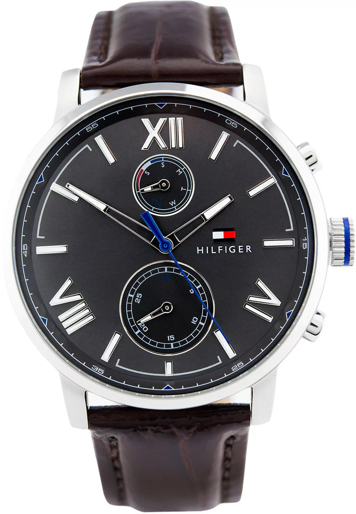 Tommy Hilfiger Aiden Quartz Black Dial Brown Leather Strap Watch for Men - 1791309 Buy Now By Tommy Hilfiger