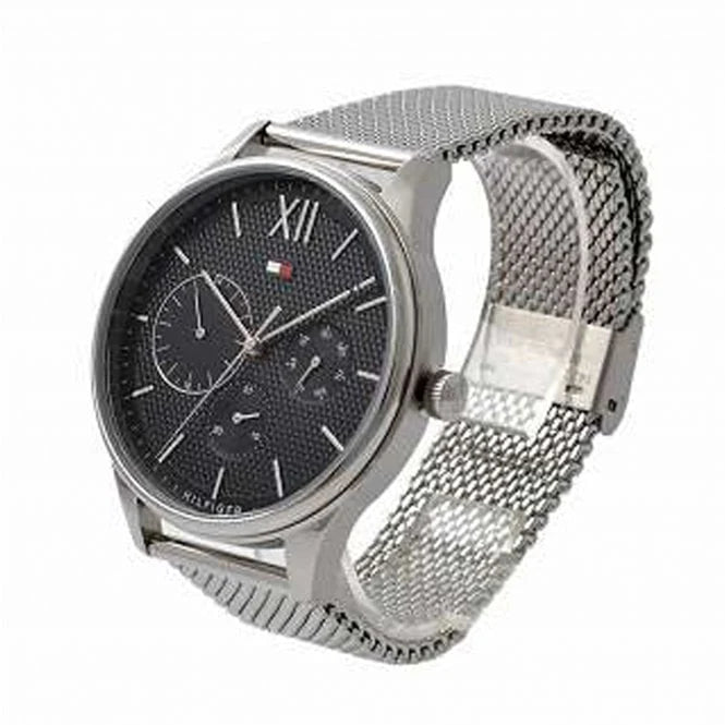 Tommy Hilfiger Damon Quartz Chronograph Black Dial Silver Mesh Bracelet Watch for Men - 1791415 Buy Now By Tommy Hilfiger