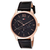 Tommy Hilfiger Damon Quartz Black Dial Black Leather Strap Watch for Men - 1791419 Buy Now By Tommy Hilfiger