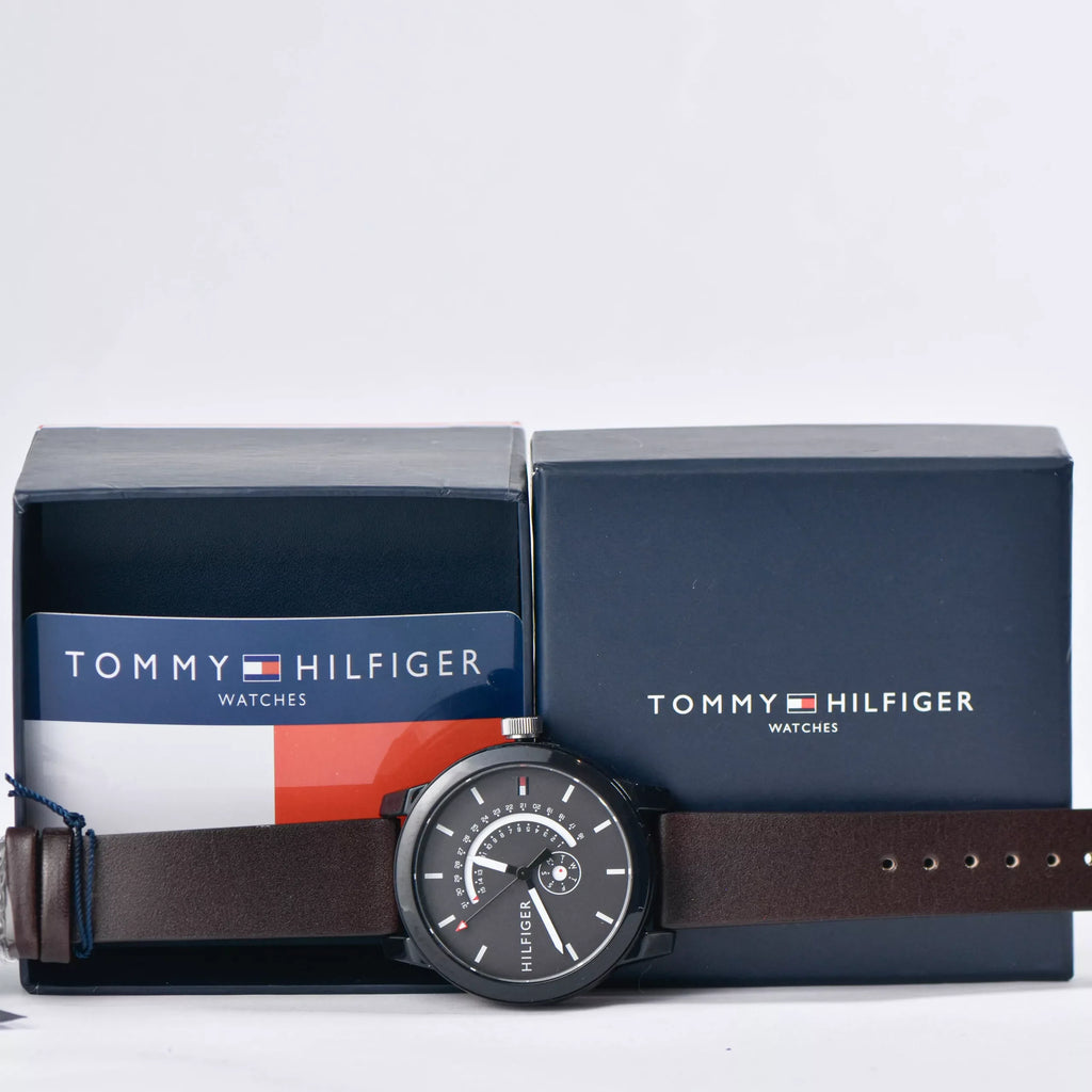 Tommy Hilfiger Denim Black Dial Brown Leather Strap Watch for Men - 1791478 Buy Now By Tommy Hilfiger