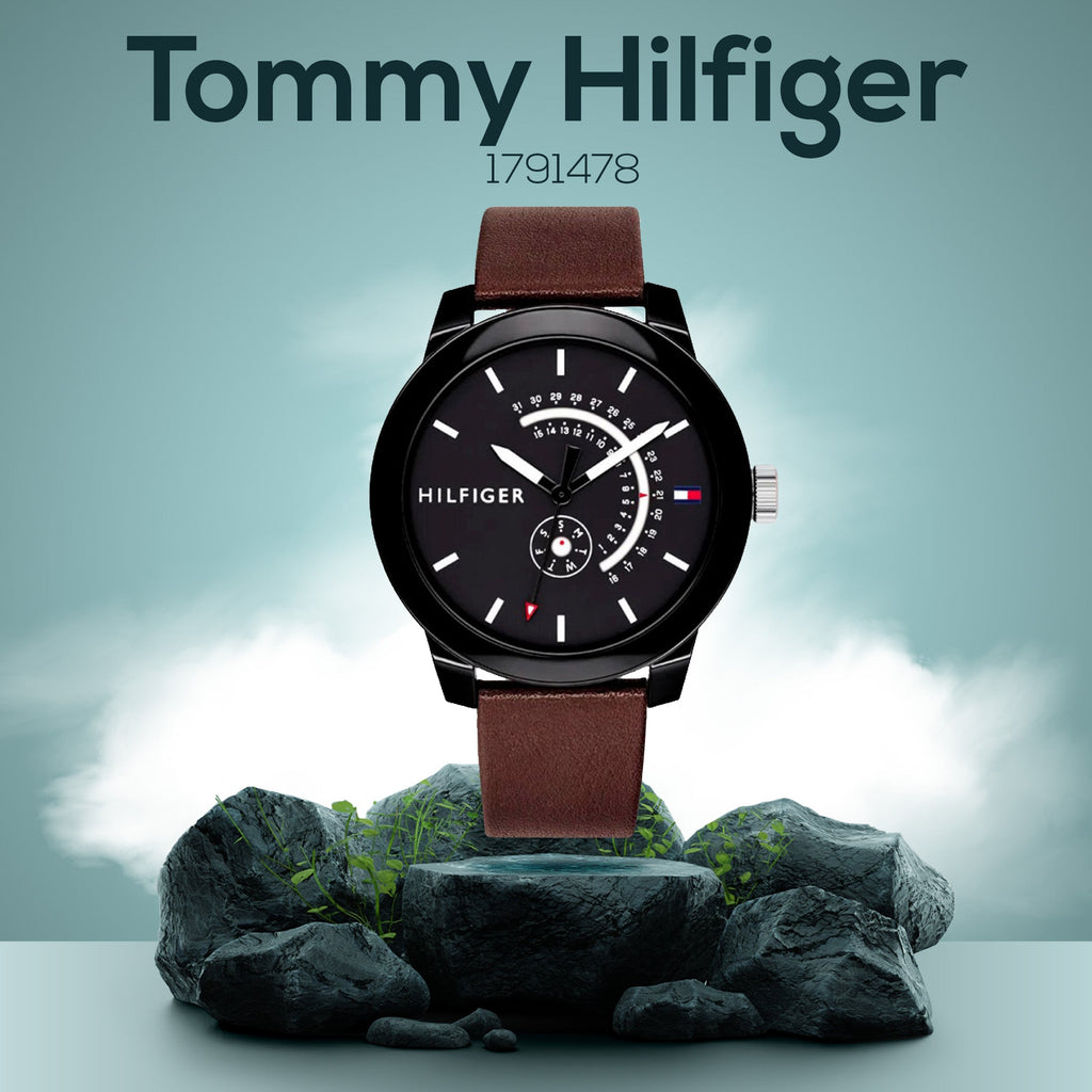 Tommy Hilfiger Denim Black Dial Brown Leather Strap Watch for Men - 1791478 Buy Now By Tommy Hilfiger