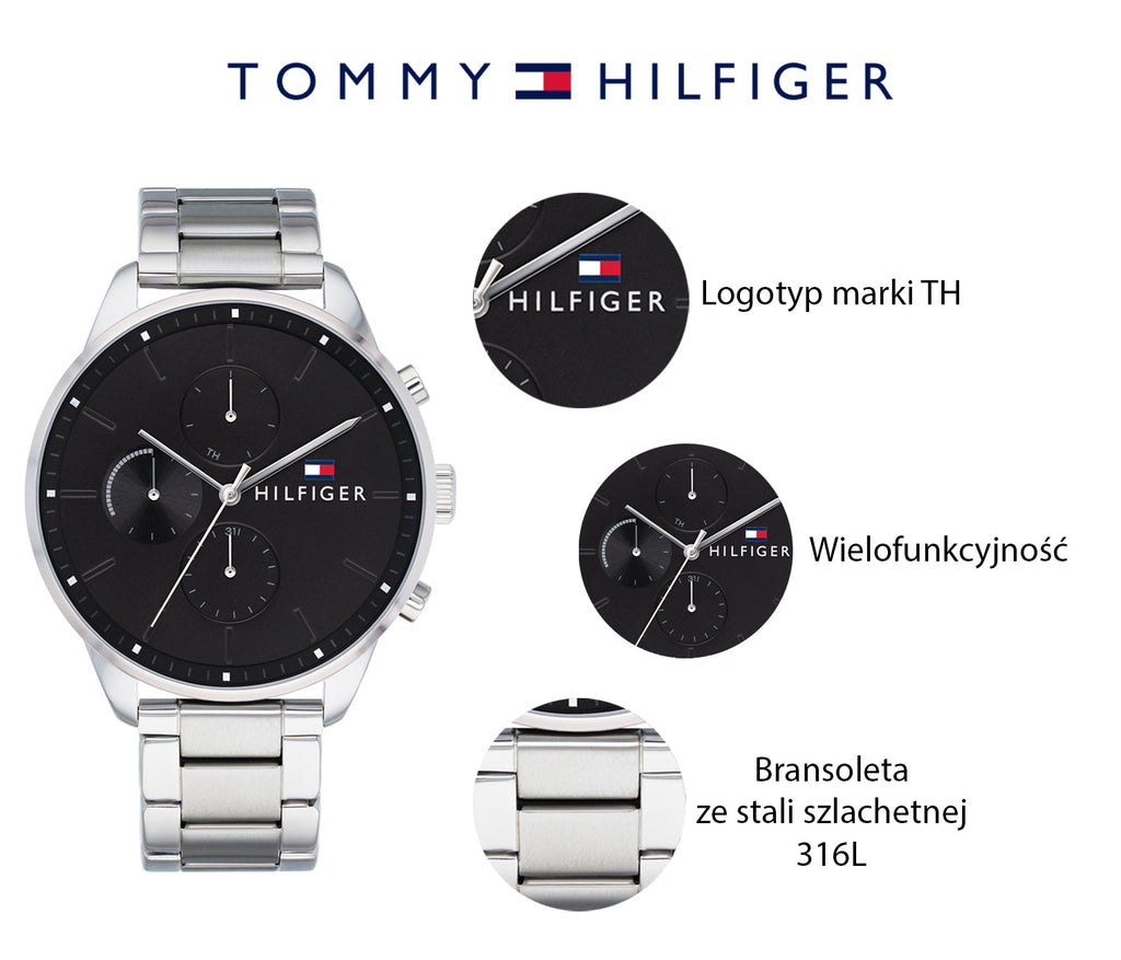 Tommy Hilfiger Chase Quartz Black Dial Silver Steel Strap Watch For Men - 1791485 Buy Now By Tommy Hilfiger