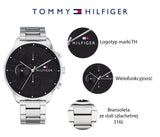 Tommy Hilfiger Chase Quartz Black Dial Silver Steel Strap Watch For Men - 1791485 Buy Now By Tommy Hilfiger