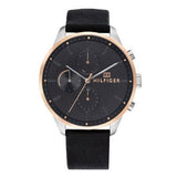 Tommy Hilfiger Chase Chronograph Quartz Grey Dial Black Leather Strap Watch For Men - 1791488 Buy Now By Tommy Hilfiger