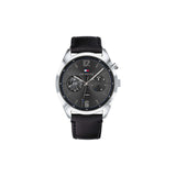 Tommy Hilfiger Deacan Grey Dial Black Leather Strap Watch for Men - 1791548 Buy Now By Tommy Hilfiger