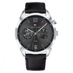 Tommy Hilfiger Deacan Grey Dial Black Leather Strap Watch for Men - 1791548 Buy Now By Tommy Hilfiger