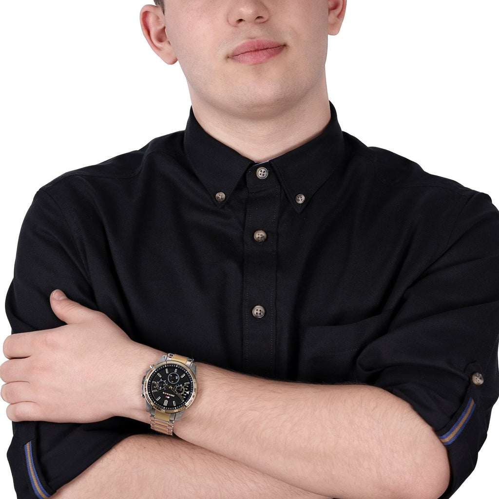 Tommy Hilfiger Decker Chronograph Black Dial Two Tone Steel Strap Watch for Men - 1791559 Buy Now By Tommy Hilfiger