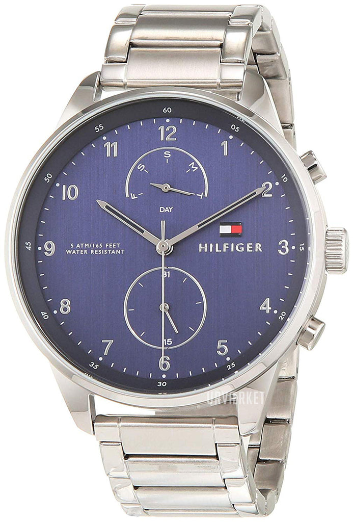 Tommy Hilfiger Chase Multifunction Blue Dial Silver Steel Strap Watch for Men - 1791575 Buy Now By Tommy Hilfiger