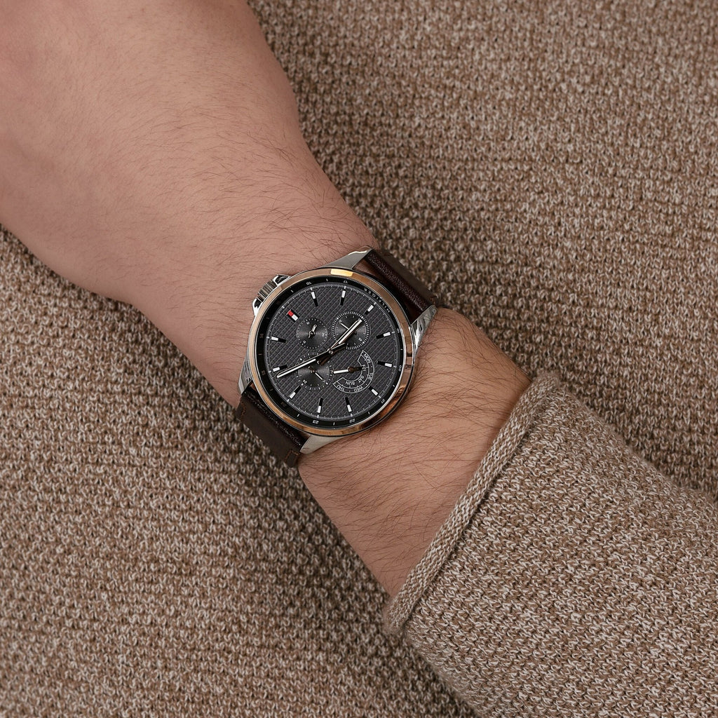 Tommy Hilfiger Shawn Multifunction Grey Dial Brown Leather Strap Watch for Men - 1791615 Buy Now By Tommy Hilfiger