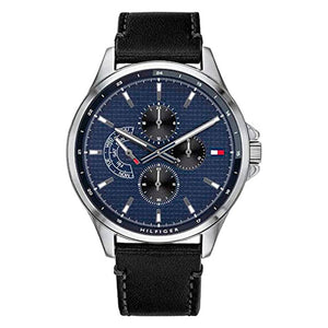 Tommy Hilfiger Shawn Multifunction Quartz Blue Dial Black Leather Strap Watch for Men - 1791616 Buy Now By Tommy Hilfiger