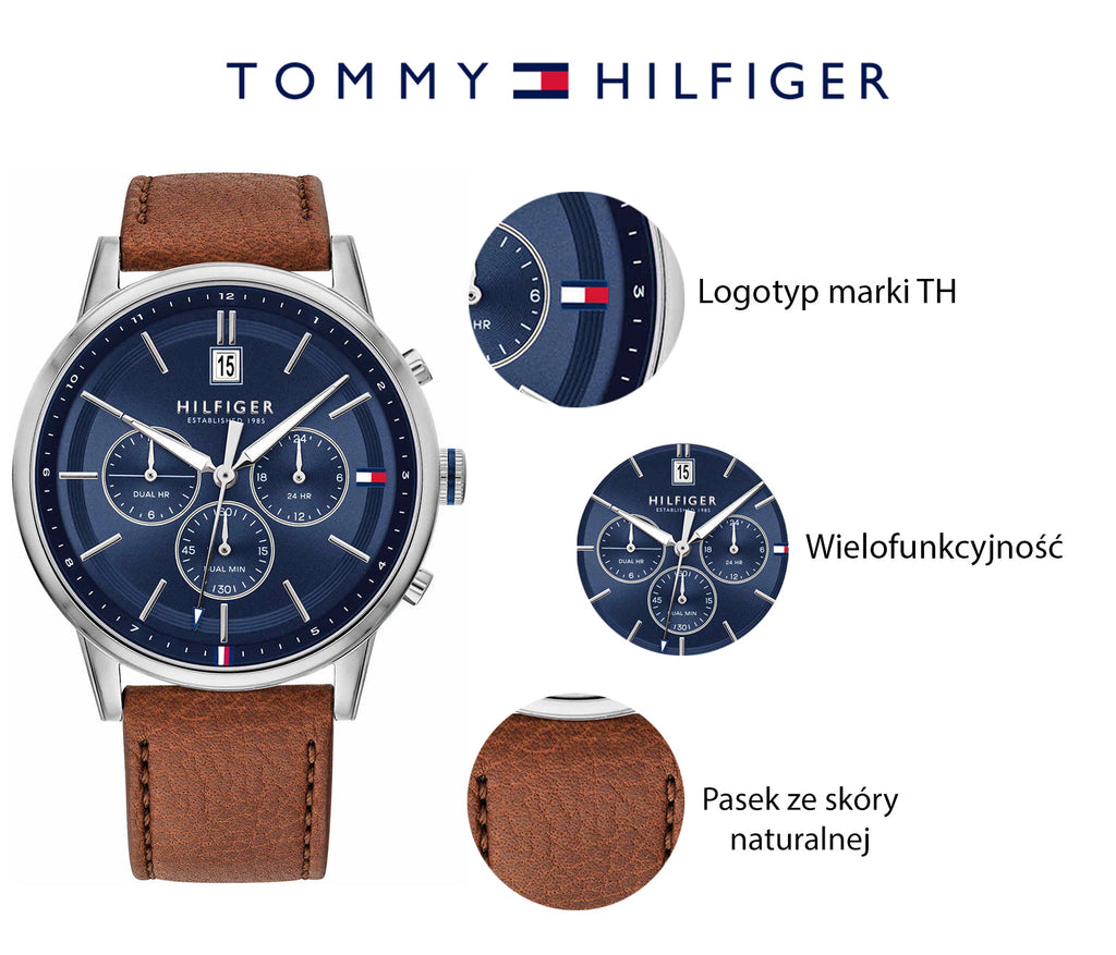 Tommy Hilfiger Kyle Multifunction Blue Dial Brown Leather Strap Watch for Men - 1791629 Buy Now By Tommy Hilfiger