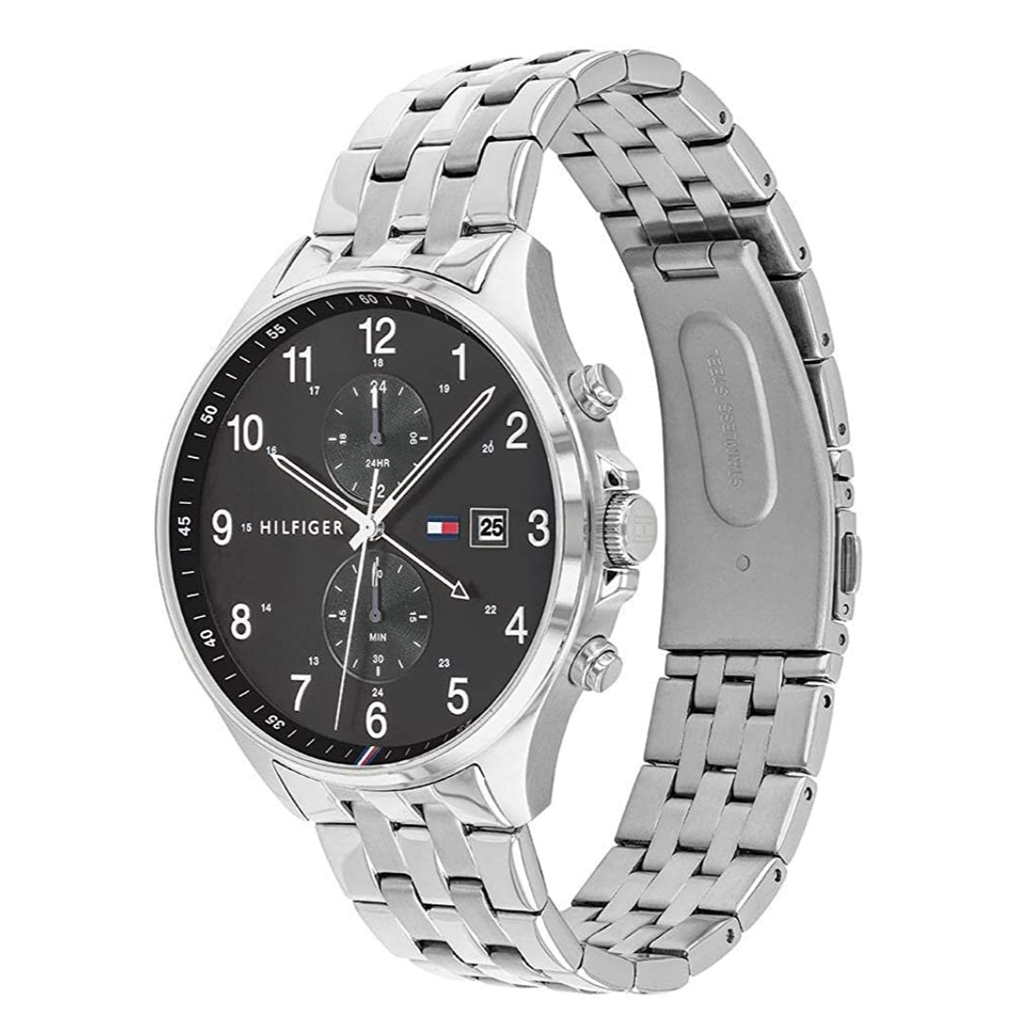 Tommy Hilfiger West Quartz Black Dial Silver Steel Strap Watch For Men - 1791707 Buy Now By Tommy Hilfiger