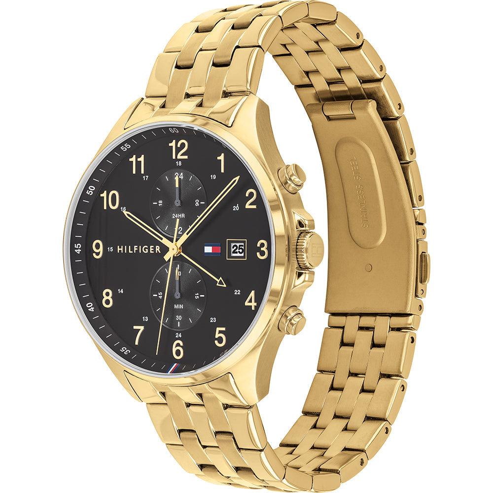 Tommy Hilfiger West Chronograph Quartz Black Dial Gold Steel Strap Watch For Men - 1791708 Buy Now By Tommy Hilfiger