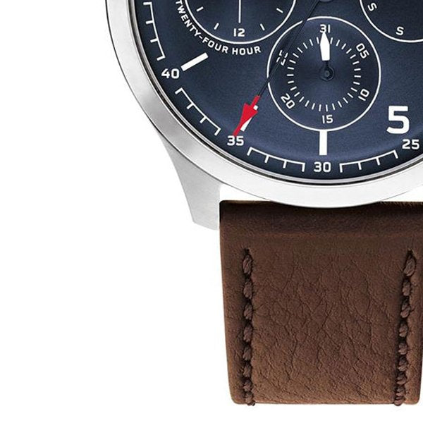 Tommy Hilfiger Asher Chrongraph Blue Dial Brown Leather Strap Watch For Men - 1791855 Buy Now By Tommy Hilfiger