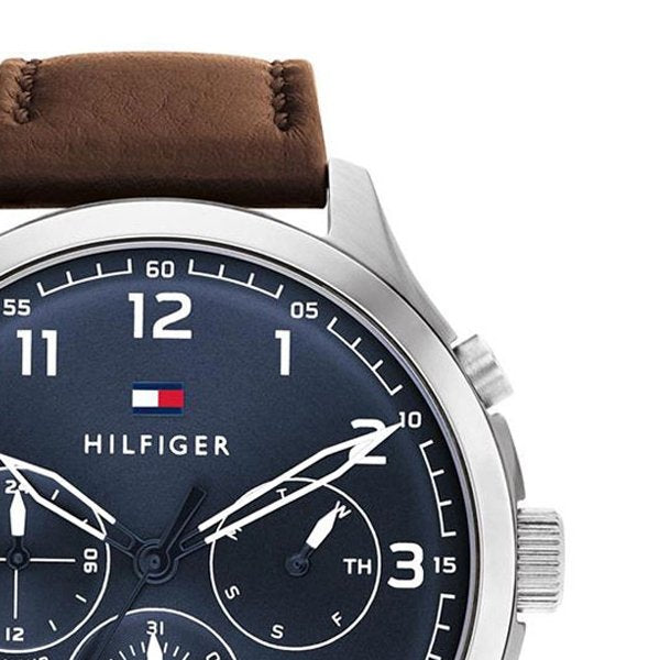 Tommy Hilfiger Asher Chrongraph Blue Dial Brown Leather Strap Watch For Men - 1791855 Buy Now By Tommy Hilfiger
