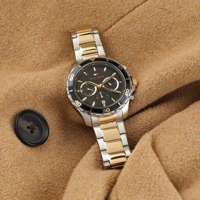 Tommy Hilfiger Jordon Chronograph Black Dial Two Tone Steel Strap Watch For Men - 1792095 Buy Now By Tommy Hilfiger