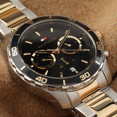 Tommy Hilfiger Jordon Chronograph Black Dial Two Tone Steel Strap Watch For Men - 1792095 Buy Now By Tommy Hilfiger