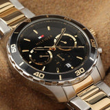 Tommy Hilfiger Jordon Chronograph Black Dial Two Tone Steel Strap Watch For Men - 1792095 Buy Now By Tommy Hilfiger