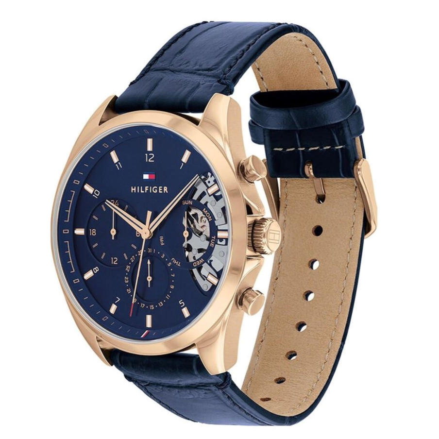 Tommy Hilfiger Baker Chronograph Quartz Blue Dial Blue Leather Strap Watch For Men - 1710451 Buy Now By Tommy Hilfiger