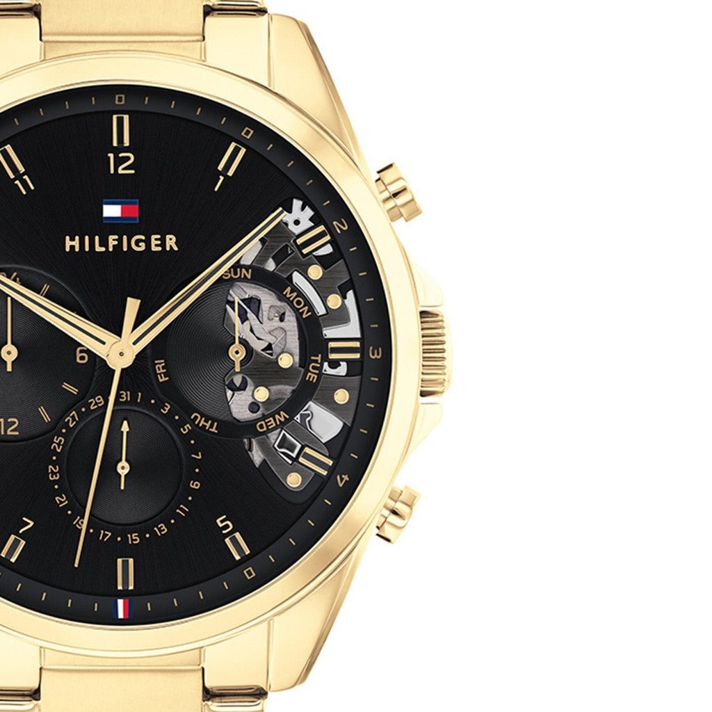 Tommy Hilfiger Baker Chronograph Black Dial Gold Steel Strap Watch for Men - 1710447 Buy Now By Tommy Hilfiger