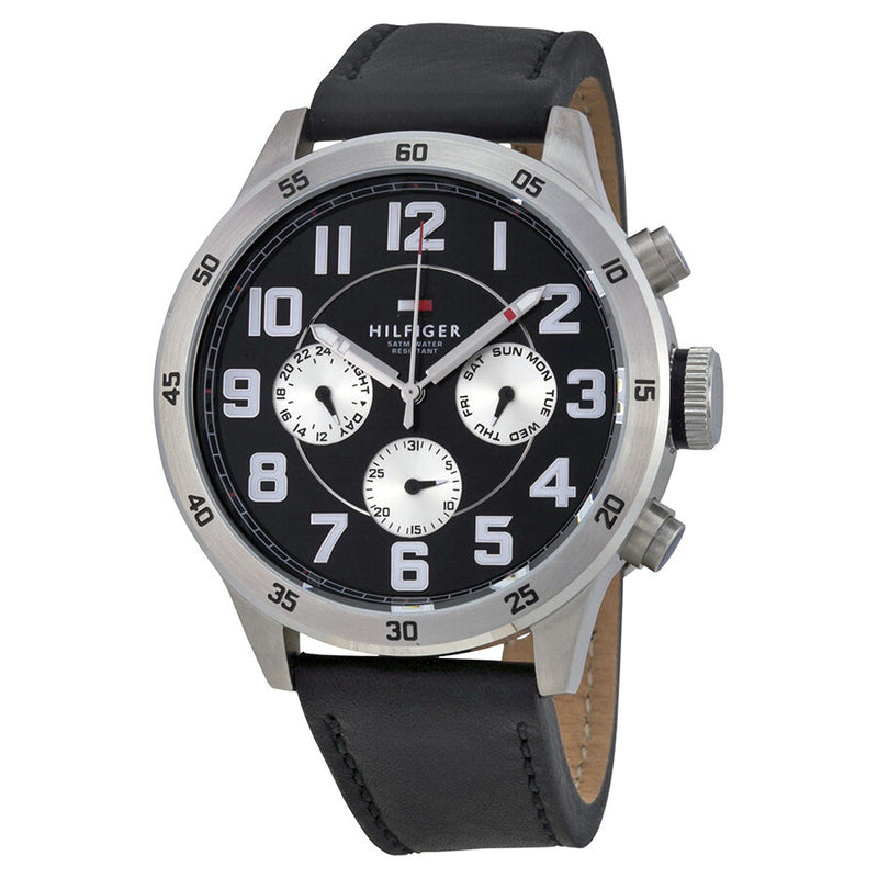Tommy Hilfiger Sport Chronograph Black Dial Black Leather Strap Watch for Men - 1791050 Buy Now By Tommy Hilfiger