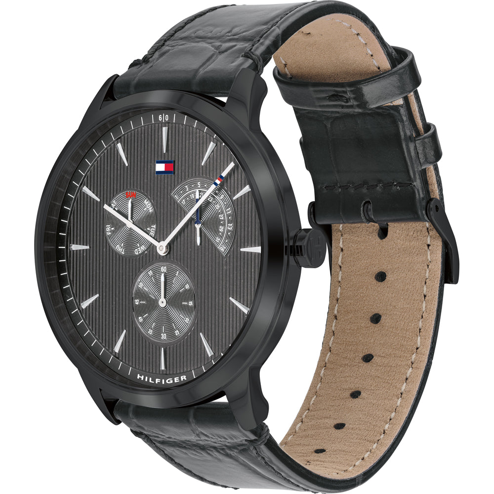 Tommy Hilfiger Brad Chronograph Quartz Grey Dial Grey Leather Strap Watch For Men - 1710388 Buy Now By Tommy Hilfiger