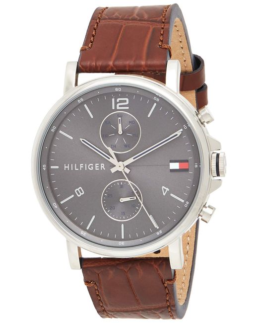 Tommy Hilfiger Daniel Grey Dial Brown Leather Strap Watch for Men - 1710416 Buy Now By Tommy Hilfiger