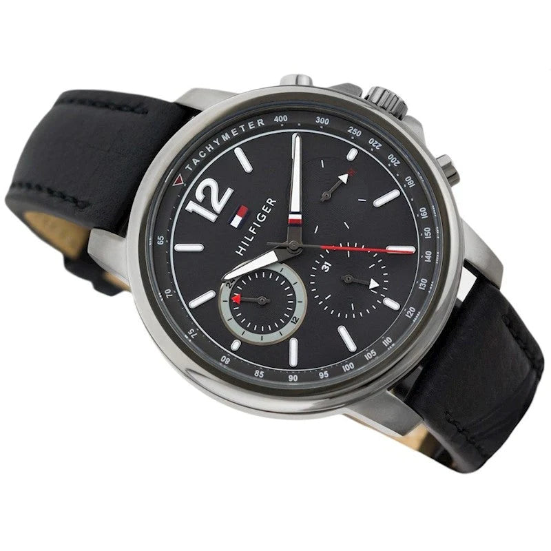 Tommy Hilfiger London Chronograph Grey Dial Black Leather Strap Watch for Men - 1791533 Buy Now By Tommy Hilfiger
