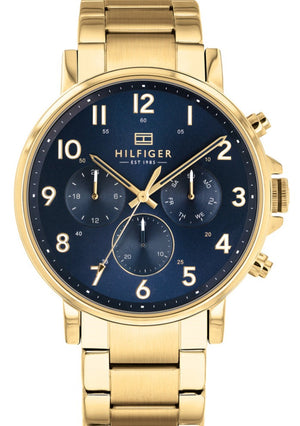 Tommy Hilfiger Daniel Chronograph Blue Dial Gold Steel Strap Watch for Men - 1710384 Buy Now By Tommy Hilfiger