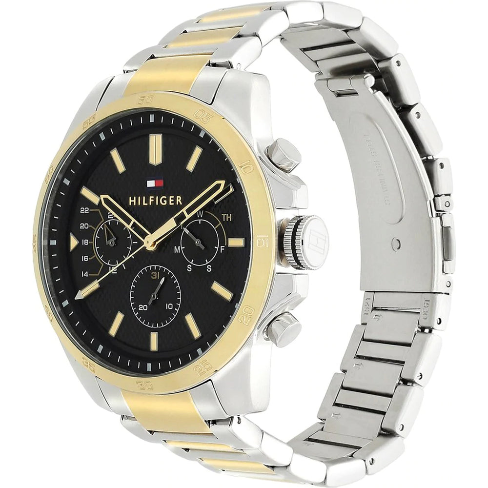 Tommy Hilfiger Decker Chronograph Black Dial Two Tone Steel Strap Watch for Men - 1791559 Buy Now By Tommy Hilfiger