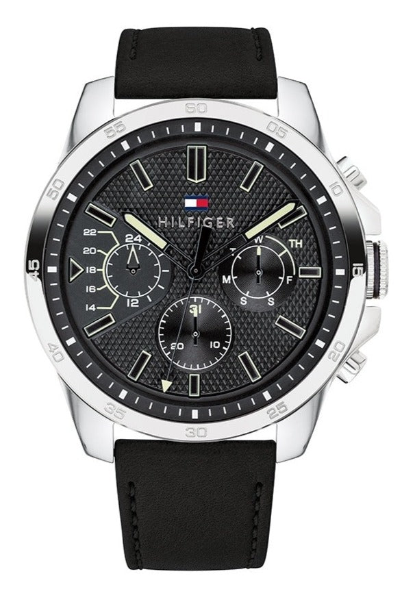 Tommy Hilfiger Decker Black Dial Black Leather Strap Watch for Men - 1791563 Buy Now By Tommy Hilfiger