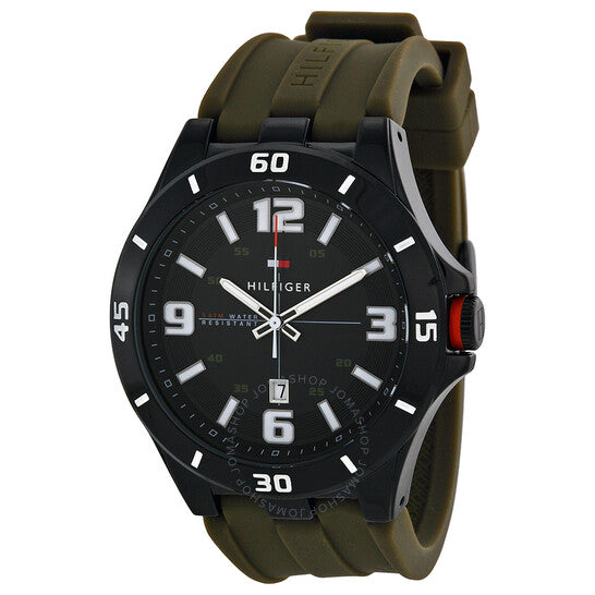 Tommy Hilfiger Drew Black Dial Green Rubber Strap Watch for Men - 1791065 Buy Now By Tommy Hilfiger