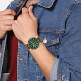Tommy Hilfiger Jimmy Chronograph Green Dial Brown Leather Strap Watch For Men - 1791948 Buy Now By Tommy Hilfiger